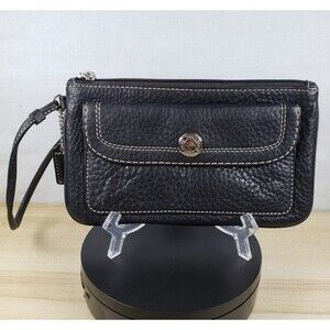 Vintage Coach  Black Pebbled Leather Wristlet Wallet Wallet
